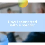 How I connected with a mentor