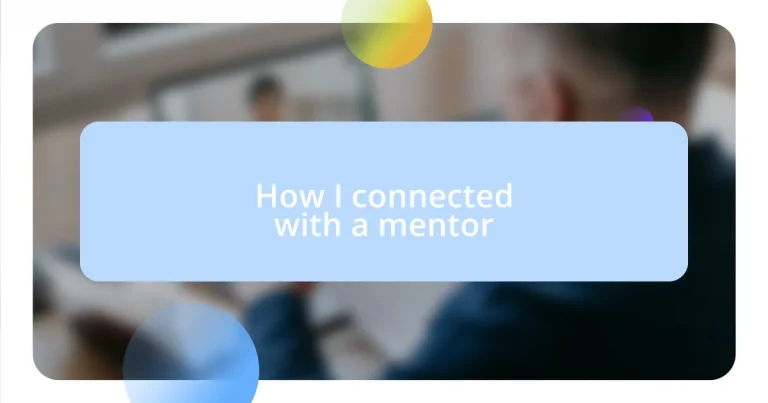 How I connected with a mentor