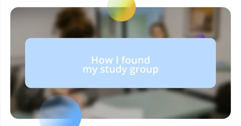 How I found my study group