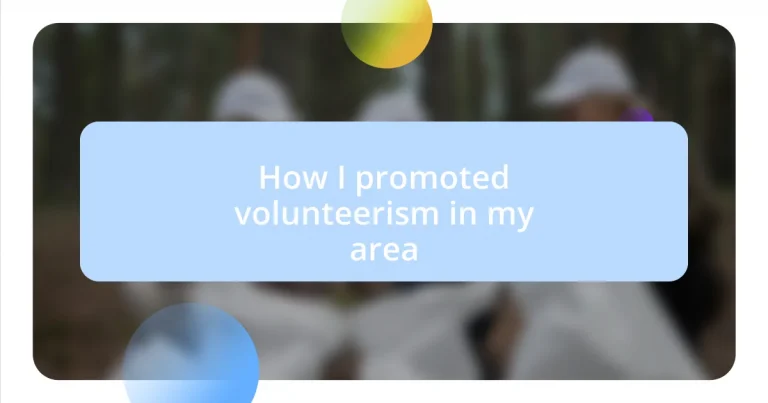 How I promoted volunteerism in my area