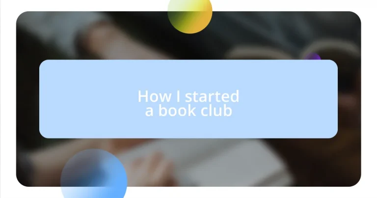 How I started a book club