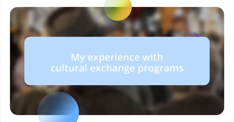 My experience with cultural exchange programs