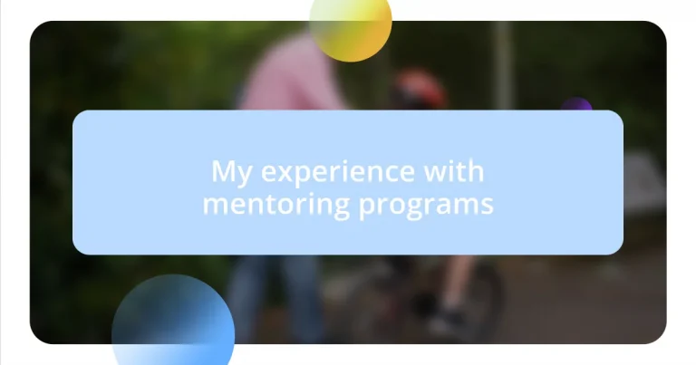 My experience with mentoring programs